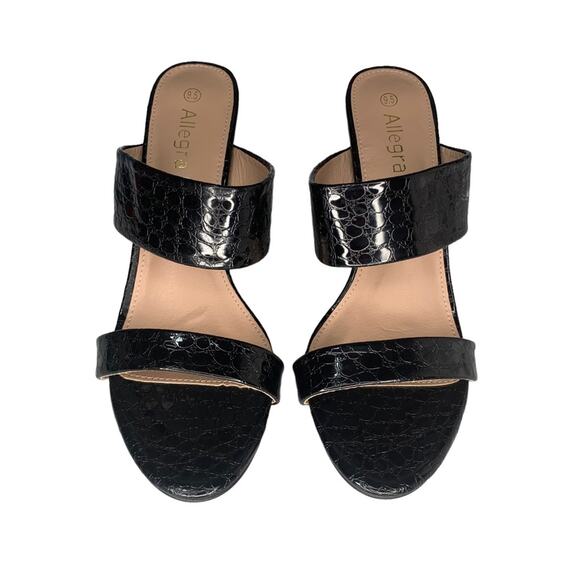 Allegra K NWT High Heels Black Faux Croc Patent Leather Size 9.5 - Picture 4 of 12